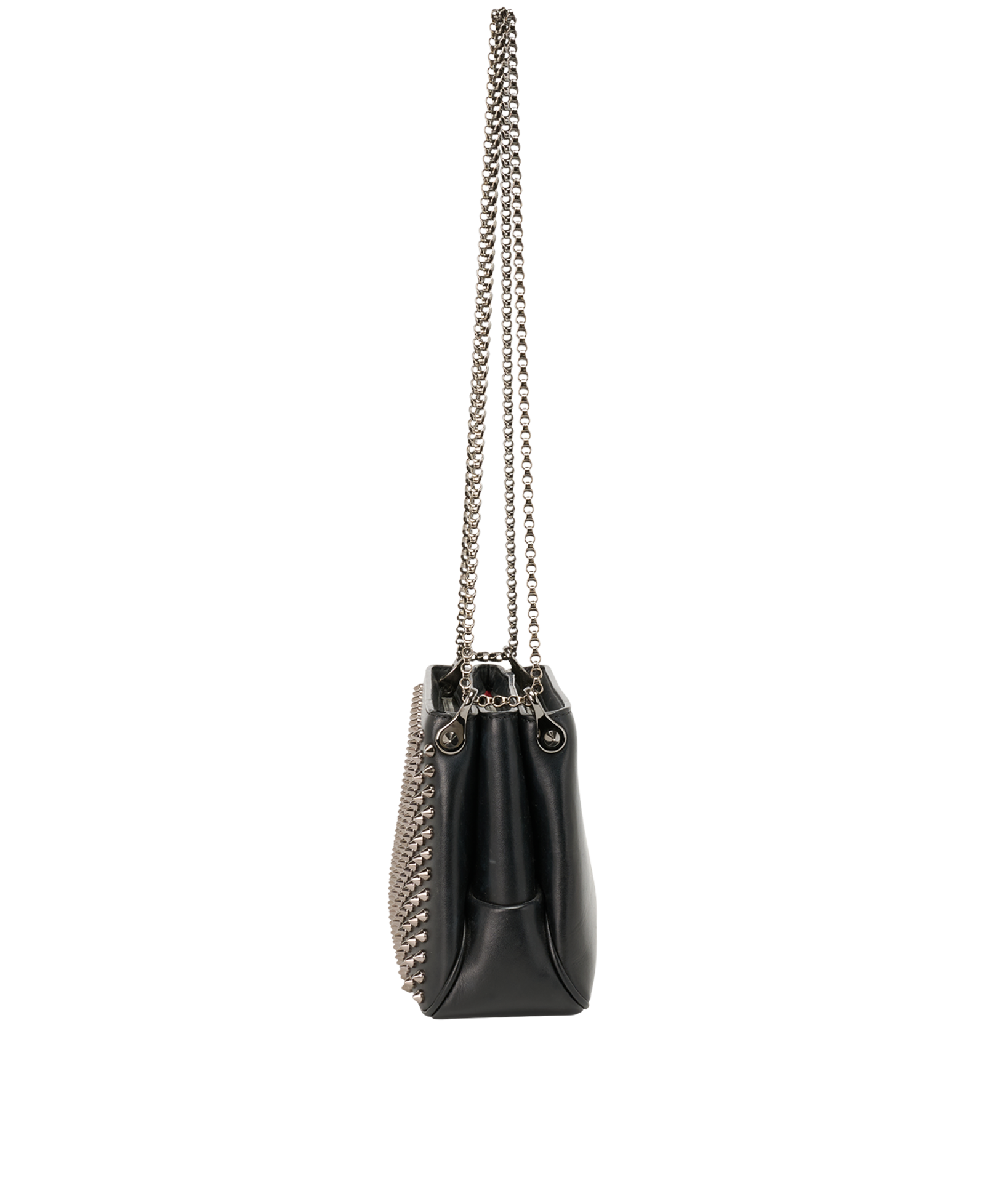 Spike Shoulder Bag, &pound;450, Handbags, Black, Leather, Bottom view